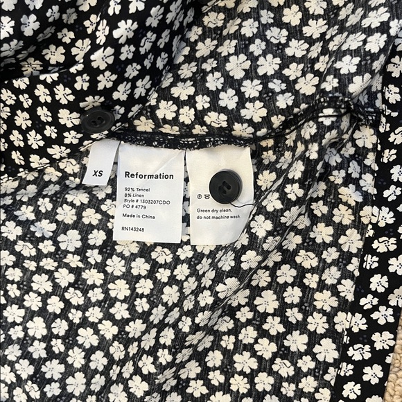 Reformation Sonia Floral Button Down Black Mini Dress Short Sleeve XS - Picture 4 of 5